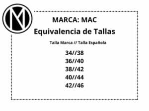 Equivalencia de Tallas Mac